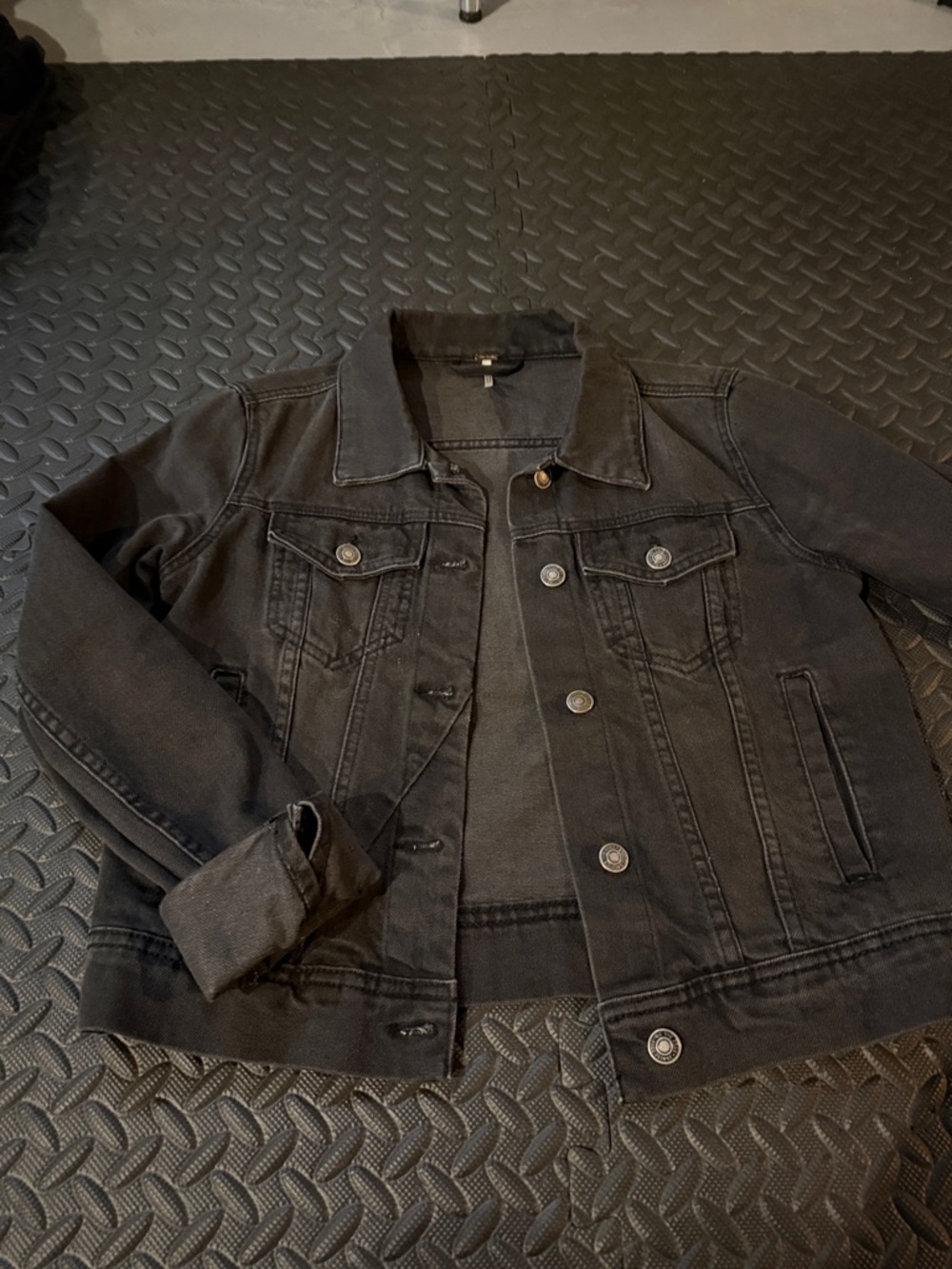Free People Washed Black Denim Jacket